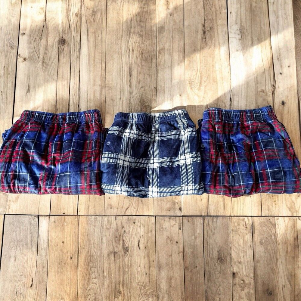 LOT/BUNDLE Mens Roundtree & Yorke Big & Tall 2XT Plaid Plush Fleece Pajama Pants